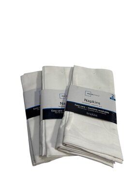 Mainstays White Machine Washable Cloth Napkins 60% Cotton 40% Polyester 18 Inch